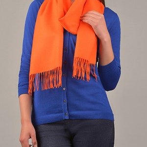 100% Baby Alpaca Scarf, Solid Weave Brushed Scarf with No Synthetic Fibers Orange