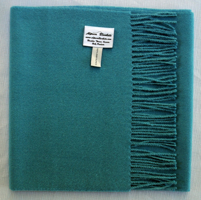 100% Baby Alpaca Scarf, Solid Weave Brushed Scarf with No Synthetic Fibers Powder Blue