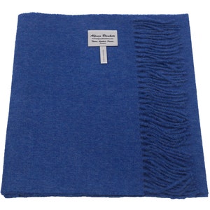 100% Baby Alpaca Scarf, Solid Weave Brushed Scarf with No Synthetic Fibers Lapis Blue