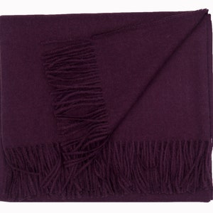 100% Baby Alpaca Scarf, Solid Weave Brushed Scarf with No Synthetic Fibers Purple Plum