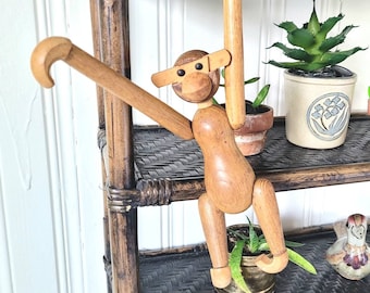 Vintage Holz Affe 23 cm HolzSpielzeug Figur Mid Century Modern Skandinavisches Dekor Kay Bojesen Stil