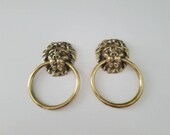 Solid Brass Lion Door Knocker Set Ring Gold Door Knocker Pull Ring