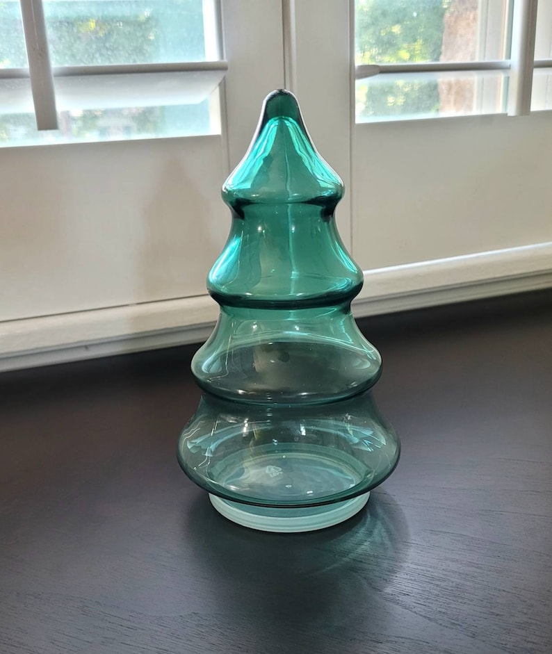 Vintage Christmas Tree Candy Jar With Lid Glass Apothecary Jar Etsy