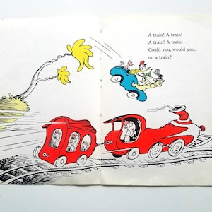 Dr. Seuss Green Eggs & Ham 6 Book Plate Pages 1960 Original Illustrated Vintage Children&#39;s Book Art