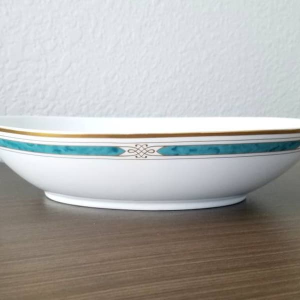 Gorham China Vegetable Bowl Vintage Gorham Regalia Court Teal Serving Dish