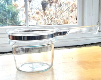 Vintage Pyrex Flameware Double Boiler Replacement Insert or Base Saucepan 1.5 Quart Stove Top Clear Glass Mid Century Glass USA - 6283 - U