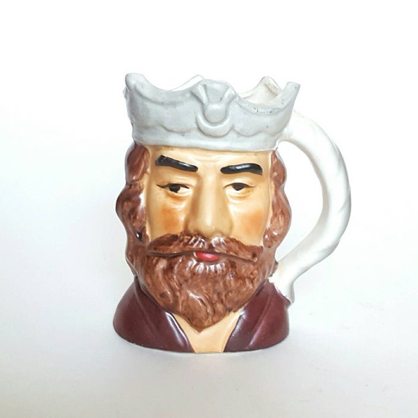 Toby Jug Pitcher Face Mug King Character Cup Hand Painted Vintage Stein Crown Porcelain Pottery Collectible Epseam Gift