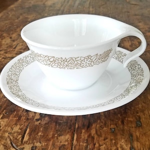 Woodland Brown Corelle Teacup and Saucer Set or Replacement Saucer Dish Vintage Corning Plate