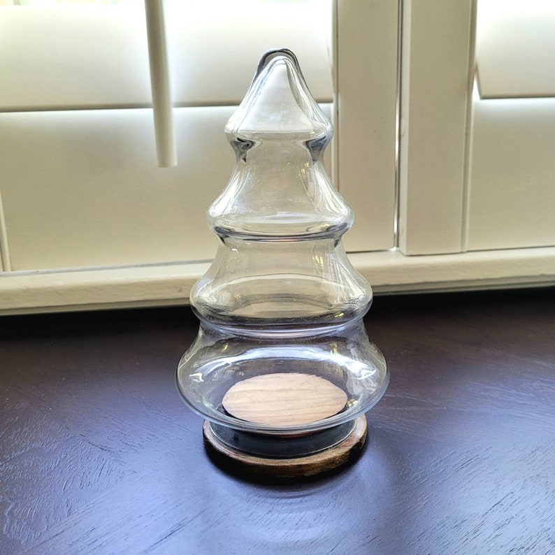 Vintage Christmas Tree Candy Jar With Lid Glass Apothecary Jar Etsy