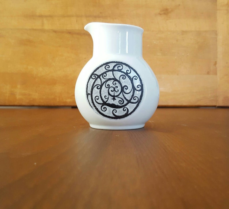 Vintage Noritake Younger Image China Esperanza Creamer Ceramic Retro Kitchen Scroll Gray Black Cafe White Epsteam 6924 FeelzLikehome Gift