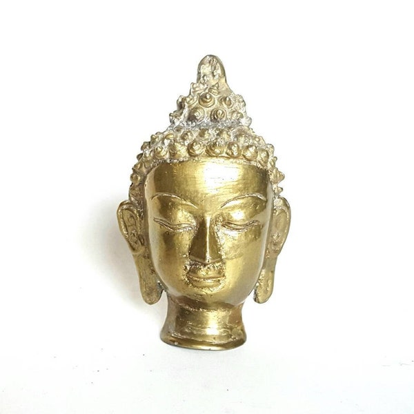 Brass Buddha Head Gold Buddha Head Vintage Small Metal Statue Yoga Meditation Zen Boho Chic Home Decor Epsteam Gift