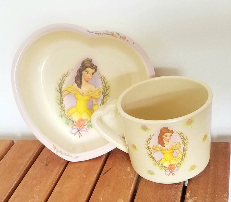 Beauty and the Beast Cup and Bowl Set Melamine Kids Plate | Etsy