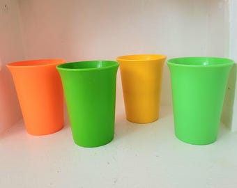 Tupperware Tumbler Bell Tumbler Vintage Children's Cup 7 oz Orange Green Yellow Lime Green 109-33, 109-42, 109-44, 109-36