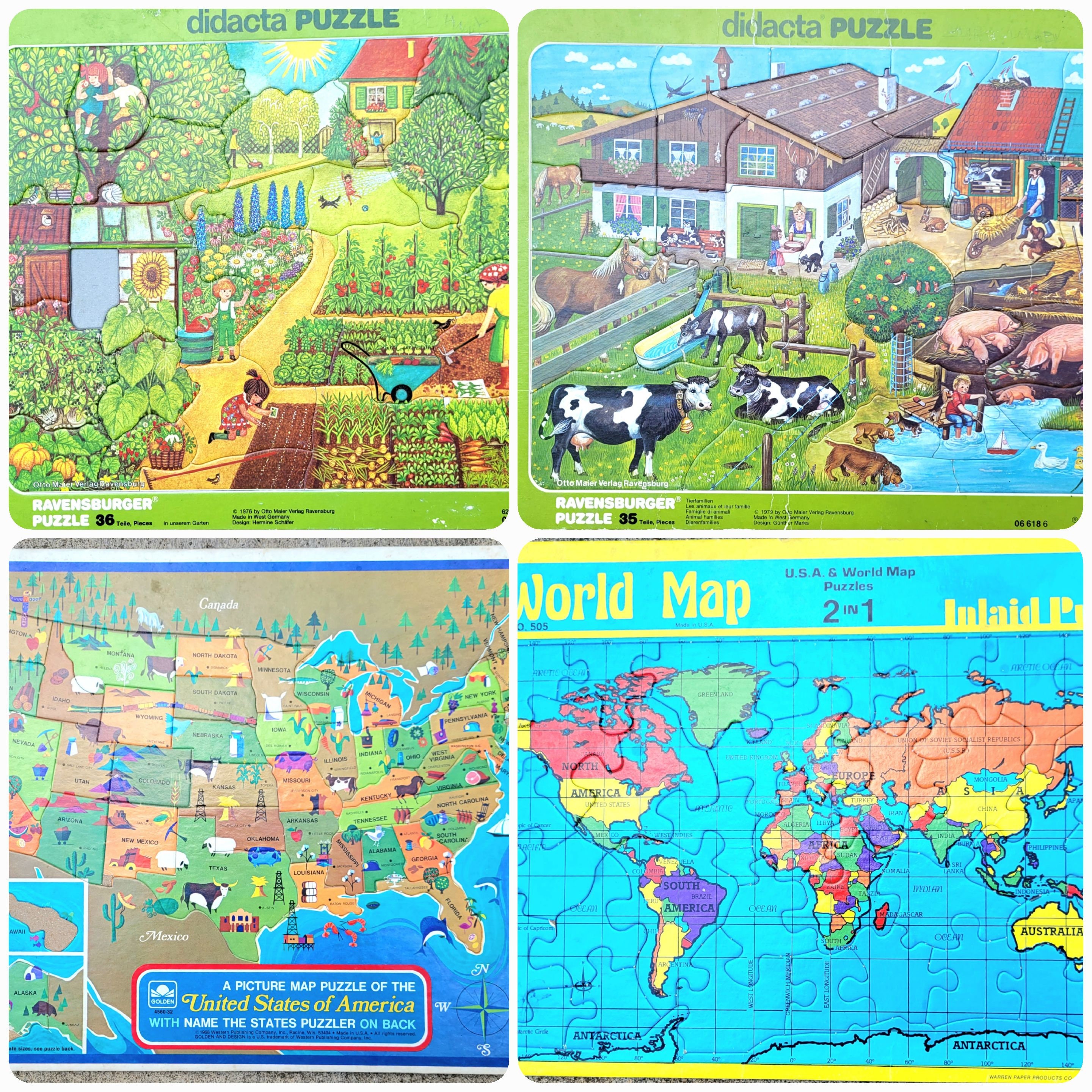 Frame Tray Puzzle Ravensburger Didacta Garden Farm USA Map World