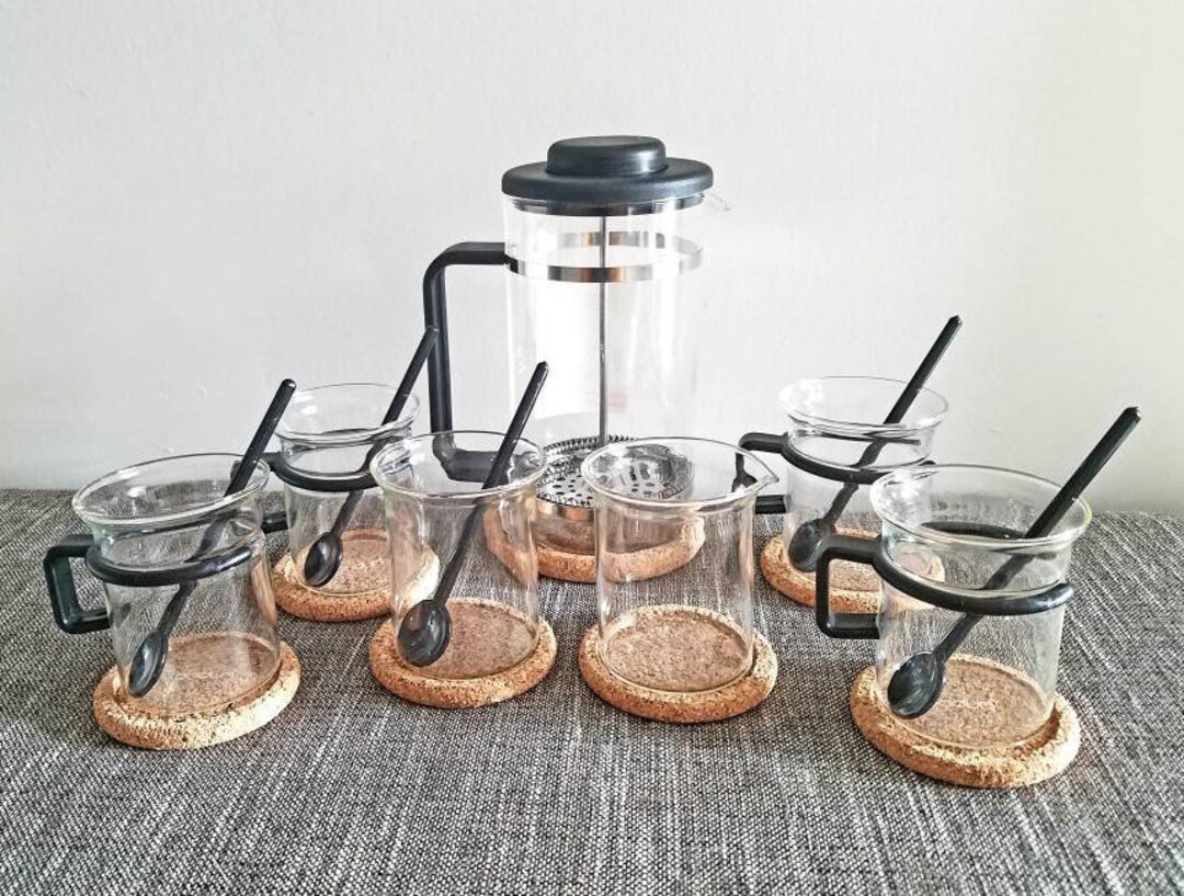 Vintage Bodum French Press Bistro Set 4 Cups Creamer & Sugar Etsy