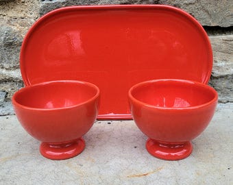 Waechtersbach Red Platter or Pedestal Bowl Set of 2 or Single Replacement Vintage Christmas Plates made in Spain - Sold Individually