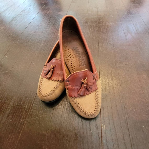 Leather Loafer Moccasin Slip On Brown Shoes Tasse… - image 5