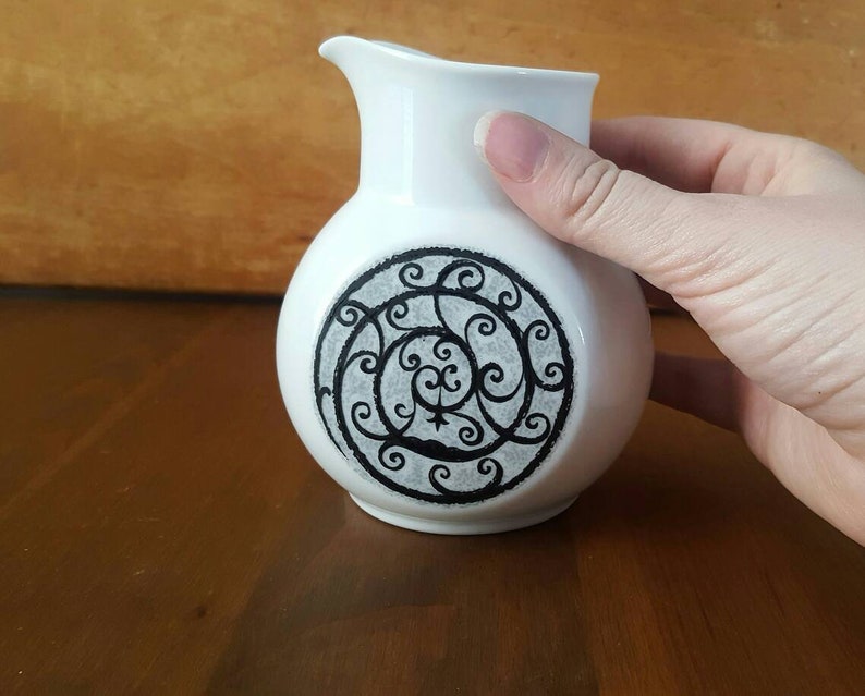 Vintage Noritake Younger Image China Esperanza Creamer Ceramic Retro Kitchen Scroll Gray Black Cafe White Epsteam 6924 FeelzLikehome Gift