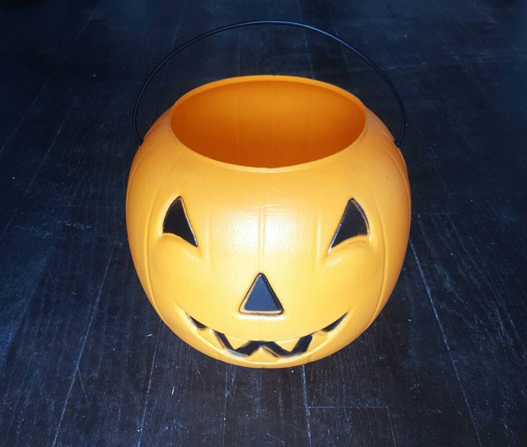 Vintage Halloween Jackolantern Orange Jack O Lantern Candy Bucket Trick ...