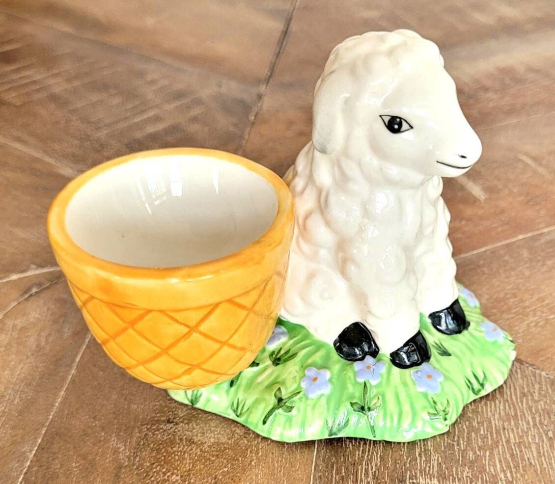 Lamb Egg Cup Ceramic Egg Holder Vintage Easter Decor Global - Etsy