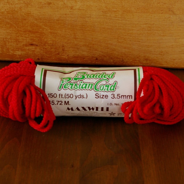 Vintage Macrame Persian Cord Braided Red 3.5mm 50 Yards 150 Feet 70s Yarn Retro Craft Supply Knotting Art Plant Hanger Wall Hanging Epsteam
