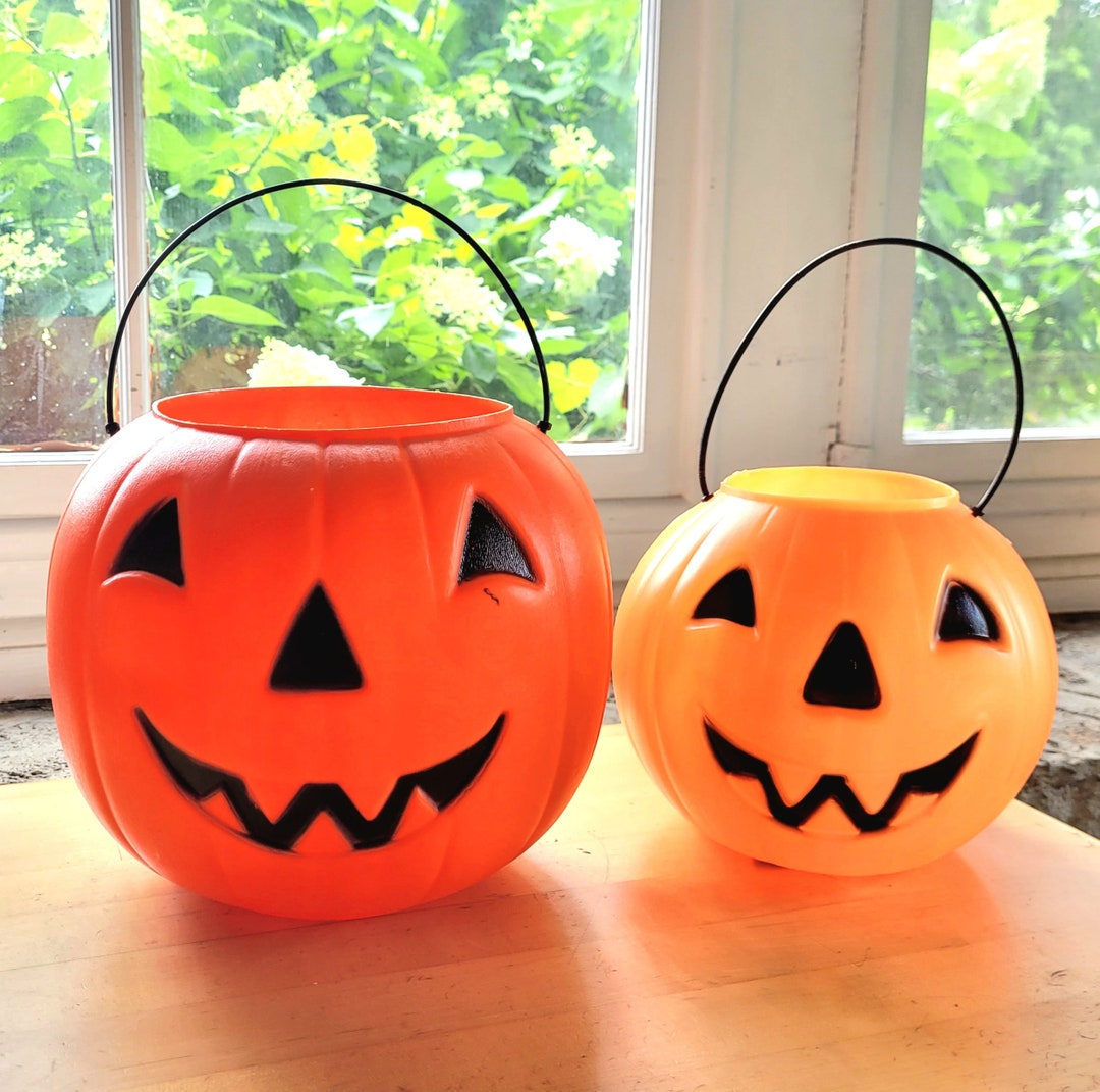 Vintage Halloween Jackolantern Orange Jack O Lantern Candy Bucket Pail ...