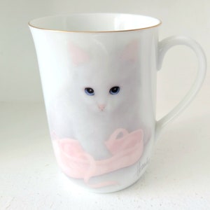 Vintage 80s OTAGIRI Cat Mug, Kitten in Pink Ballet Slipper, Gold ...