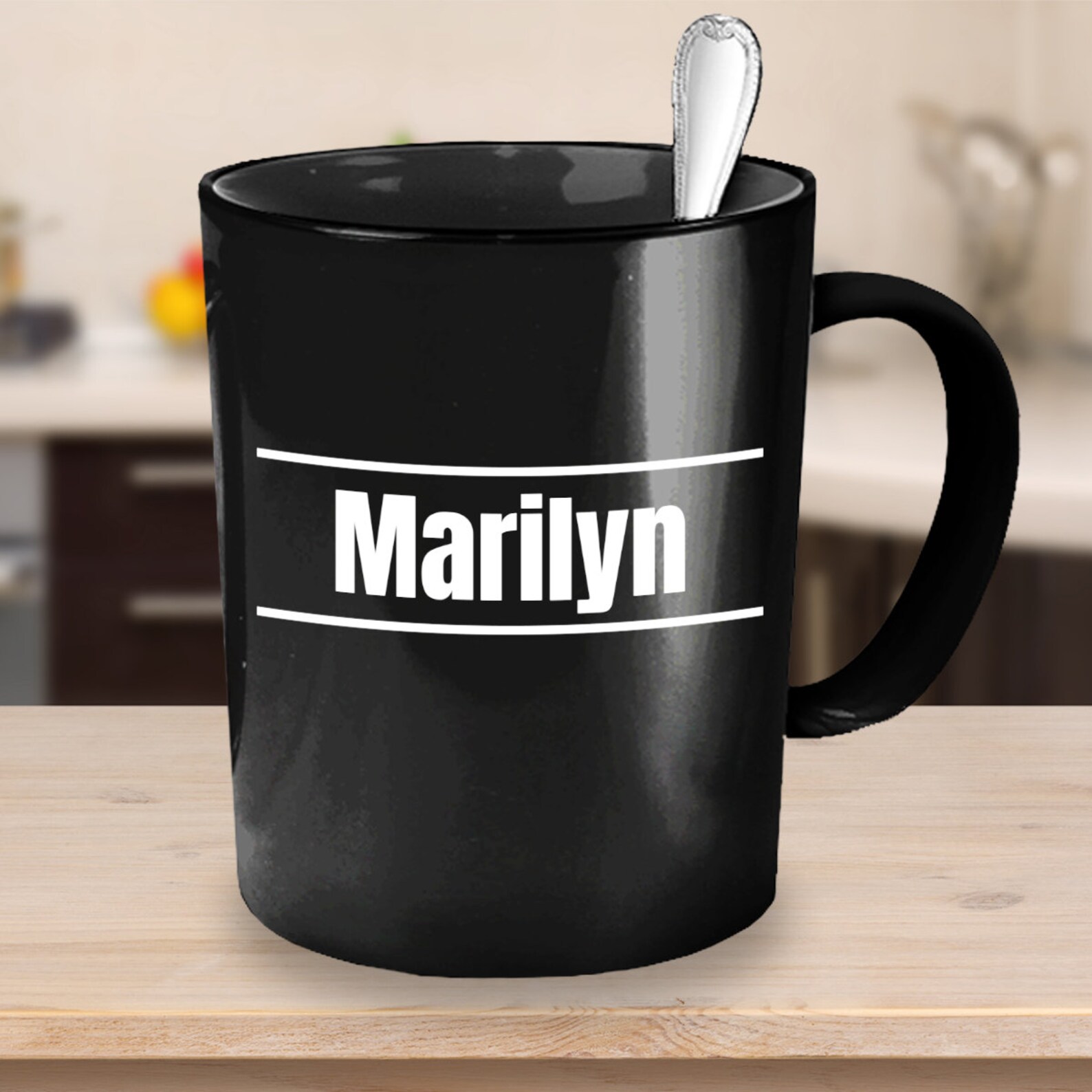 Personalised Name Black Coffee Mug Tall Font With Simple Etsy