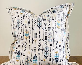 Feather Arrow Pillow Cover: 100% Cotton Canvas, 20x20