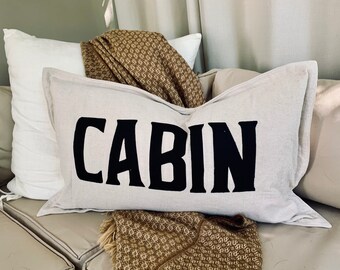 Poszewka na poduszkę CABIN: Naturalne płótno, 100% bawełna, ręcznie robiona