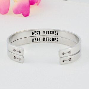 BEST BITCHES - Hand Stamped Aluminum, Copper or Bras Cuff Bracelet Set of 2, Sorority Sisters Best Friends BFF Gifts, V2