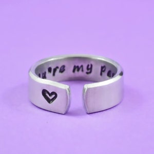 you&#39;re my person - Hand Stamped Aluminum Cuff Ring, Couples Promise, Sorority Sisters Best Friends Friendship Gift, Secret Message