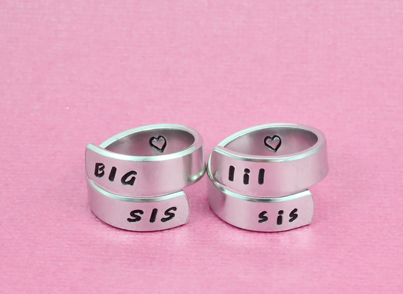 Sibling Rings BIG SIS Lil Sis Sister Wrap Ring Set of 2, Big Sister Little Sister ...
