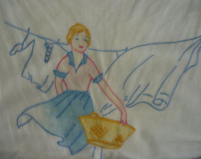 Vintage Embroidered Laundry Bag Etsy