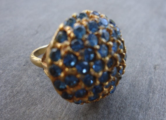 Blue Rhinestone Statement Ring - image 2