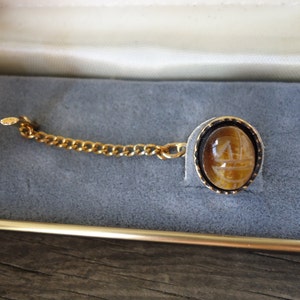 Tiger Eye Tie Tack with Scarab Design
