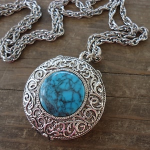 Faux Turquoise Locket Necklace