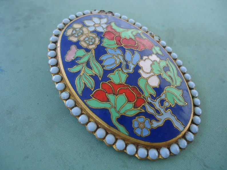 Large Cloisonne Brooch Etsy