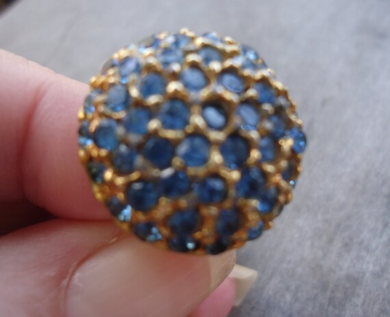 Blue Rhinestone Statement Ring - image 3