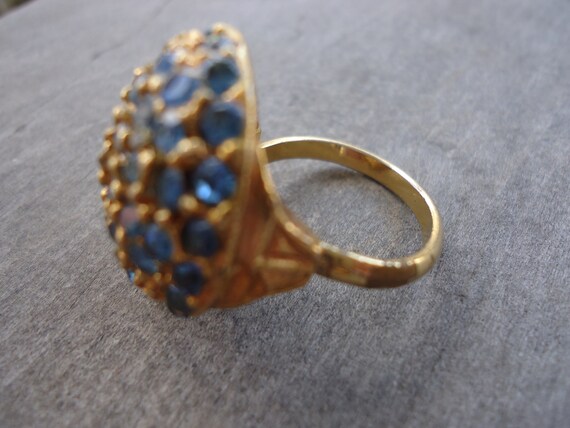 Blue Rhinestone Statement Ring - image 5