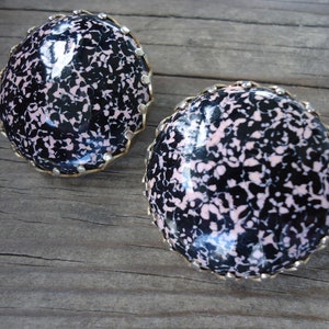 Black and Pink Splatter Clip-on Earrings