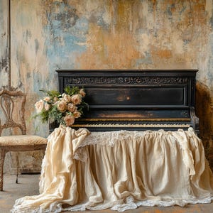 Set of 3 Newborn Digital Backdrops, piano, music