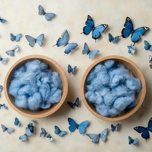 Set di 3 fondali digitali per neonati per gemelli, farfalle blu