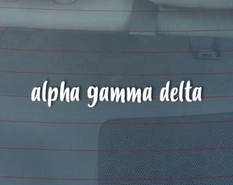 Officially Licensed Alpha Gamma Delta Written Text 8" x 1.5" Bumper Sticker / Window Decal