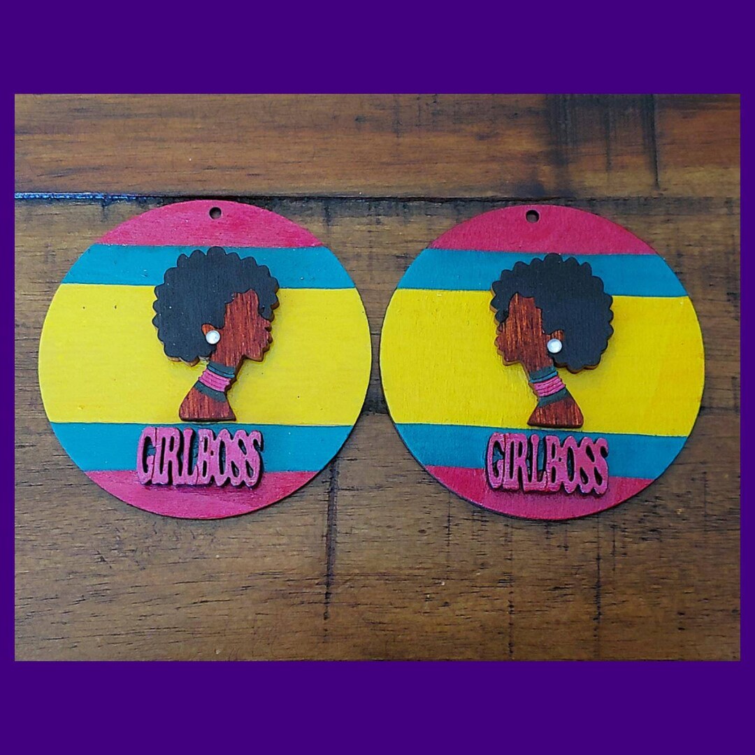 Girl Boss Earrings Boss Ready to Ship Girl Boss Wooden Etsy