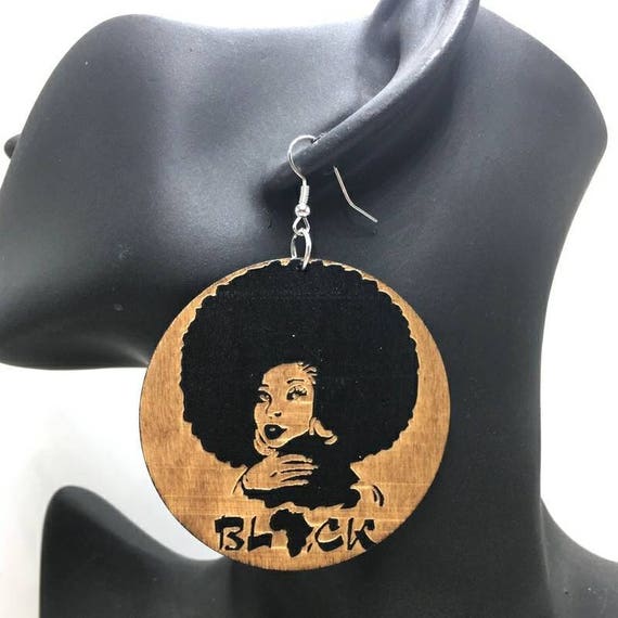 My Black Is Beautiful Wooden African Earrings Black Girl Etsy
