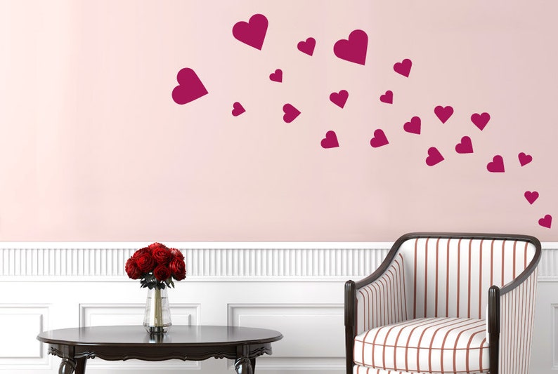 Set of Hearts wall stickers art decals | Etsy