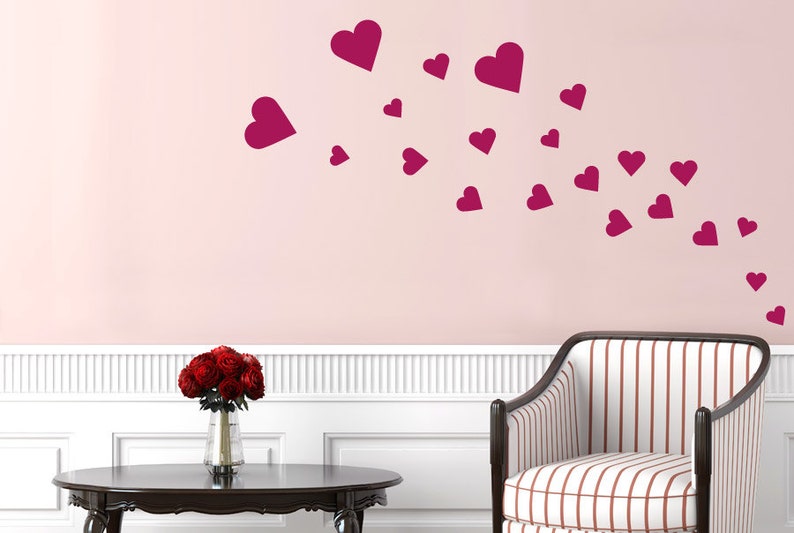 Set of Hearts wall stickers art decals Etsy
