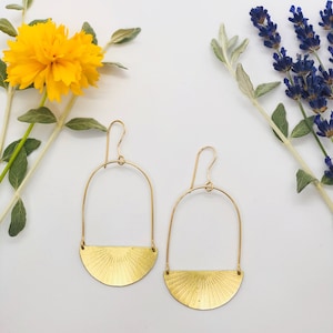 Sunburst Brass Earrings/ Brass Earrings/ 14K Gold/ Boho Earrings/ Festival Fashion