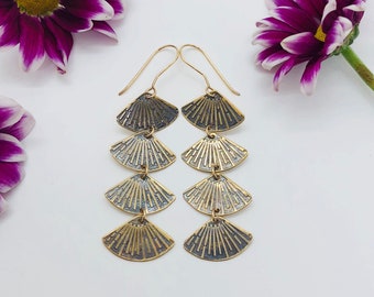 Small Chandelier Sunburst Earring in Patinated Brass / Classic Earrings / Brass Earrings / Boho Jewelry / Art Deco / Handmade Earrings